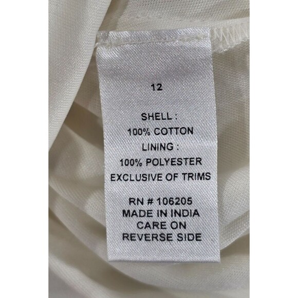 LEL Womens Embroidered Cotton Dress Lace Ivory Cottage Bride Romantic Tall Sz 12 - Picture 4 of 13